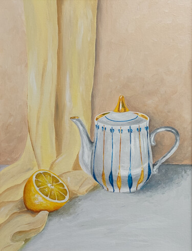 Painting titled "Still life with a t…" by Galia V, Original Artwork, Acrylic Mounted on Wood Stretcher frame