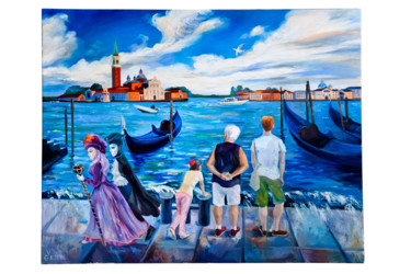 Painting titled "El tiempo y Venecia" by Galia Caren, Original Artwork, Oil