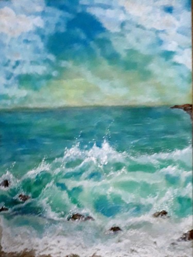 Картина под названием "Морской прибой" - Галина Абышева, Подлинное произведение искусства, Акрил