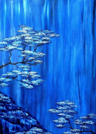 Pintura intitulada "Синий пейзаж" por Galina Abysheva, Obras de arte originais, Acrílico