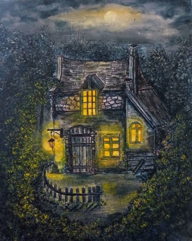 Картина под названием "Старый домик" - Галина Абышева, Подлинное произведение искусства, Акрил