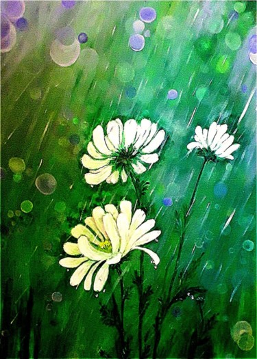 Картина под названием "Дождь" - Галина Абышева, Подлинное произведение искусства, Акрил