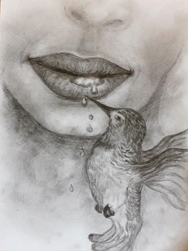 Drawing titled "Нектар" by Galina Abysheva, Original Artwork, Pencil