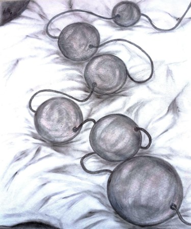 Drawing titled "Бусины на шелке." by Galina Abysheva, Original Artwork, Graphite