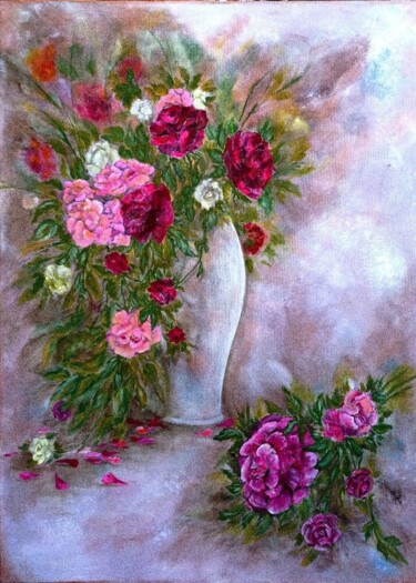 Peinture intitulée "Поздние пионы" par Galina Abysheva, Œuvre d'art originale, Acrylique