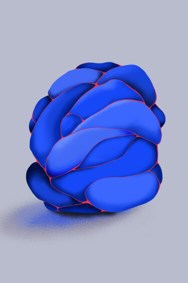 Digitale Kunst mit dem Titel "Unit Blue and Red" von Galina Bakinova, Original-Kunstwerk, Digitaldruck