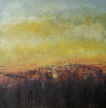 Painting titled "Sunrise" by Galina Bayda, Original Artwork, Acrylic Mounted on Wood Stretcher frame