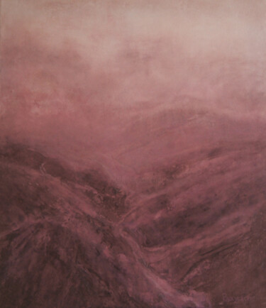 Painting titled "Pink Mountains" by Galina Bayda, Original Artwork, Acrylic Mounted on Wood Stretcher frame