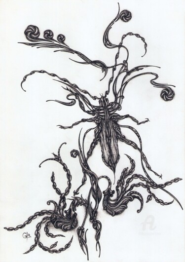 Drawing titled "Bug" by Galina Houssam Eddine, Original Artwork, Pencil