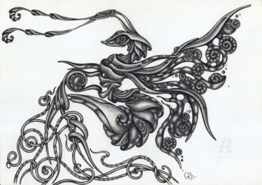 Zeichnungen mit dem Titel "Butterfly" von Galina Houssam Eddine, Original-Kunstwerk, Bleistift