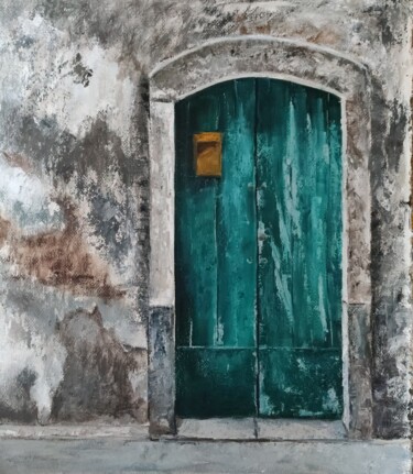 Painting titled "Дверь" by Galina Kukhtenkova, Original Artwork, Oil