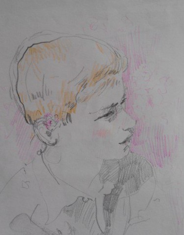 Drawing titled "Мальчик у куста розы" by Tania Shvaiuk, Original Artwork