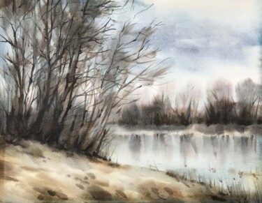 Painting titled "Cold Spring 2" by Galina Poloz, Original Artwork, Watercolor