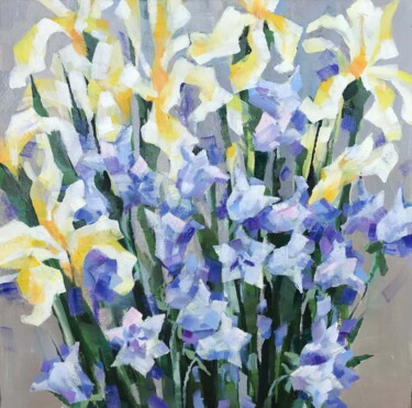 Painting titled "Blue and yellow" by Galina Poloz, Original Artwork, Oil