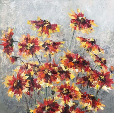 Painting titled "Red and yellow." by Galina Poloz, Original Artwork, Oil