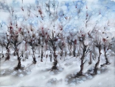 Painting titled "White garden" by Galina Poloz, Original Artwork, Watercolor