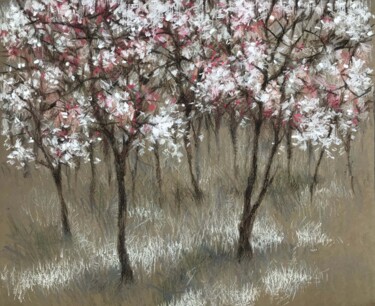 Drawing titled "Spring garden" by Galina Poloz, Original Artwork, Pastel