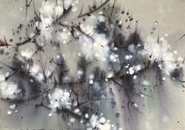 Painting titled "Thousands of cherry…" by Galina Poloz, Original Artwork, Watercolor