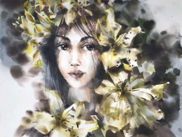 Painting titled "Remedios" by Galina Poloz, Original Artwork, Watercolor