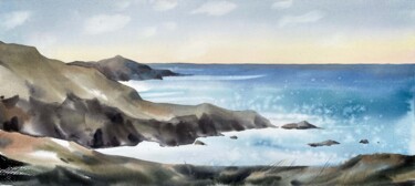 Peinture intitulée "Rocks of Scotland" par Galina Poloz, Œuvre d'art originale, Aquarelle