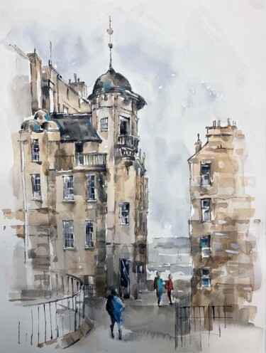 Malerei mit dem Titel "Edinburgh. The Writ…" von Galina Poloz, Original-Kunstwerk, Aquarell