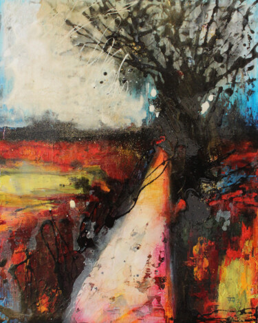 Schilderij getiteld "Landscape. Loneline…" door Galina Uzhdavini, Origineel Kunstwerk, Olie