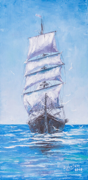 Painting titled "To the native shores" by Galina Vasiljeva, Original Artwork, Oil