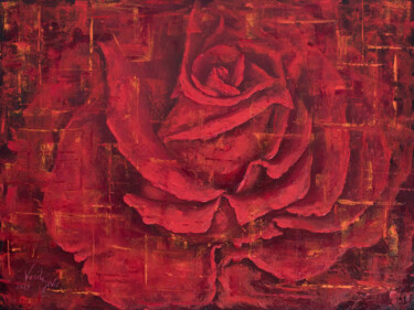 Painting titled "Rose" by Galina Vasiljeva, Original Artwork, Oil