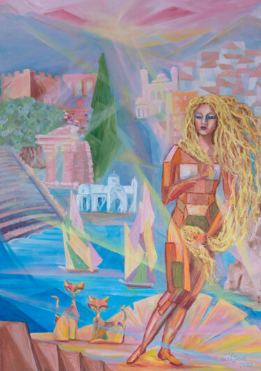 Schilderij getiteld "Aphrodite and Cypru…" door Galina Vasiljeva, Origineel Kunstwerk, Olie