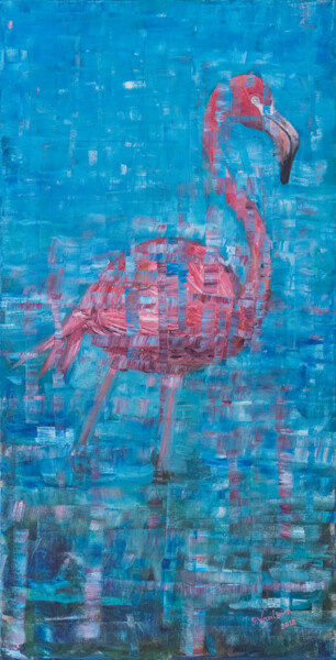 Peinture intitulée "Flamingo. Cyprus" par Galina Vasiljeva, Œuvre d'art originale, Huile