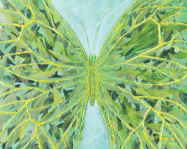 Malerei mit dem Titel "Vision in green" von Galina Vasiljeva, Original-Kunstwerk, Öl
