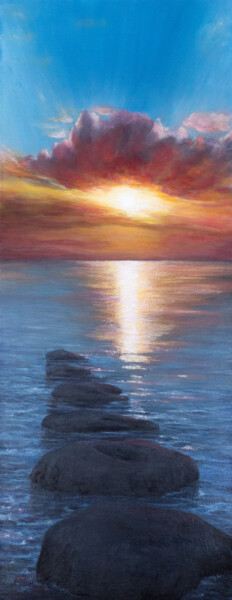 Peinture intitulée "Two paths by sea. Y…" par Galina Vasiljeva, Œuvre d'art originale, Huile