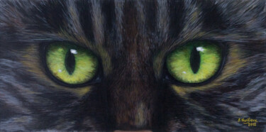 Картина под названием "Cat eyes. Charming…" - Galina Vasiljeva, Подлинное произведение искусства, Акрил