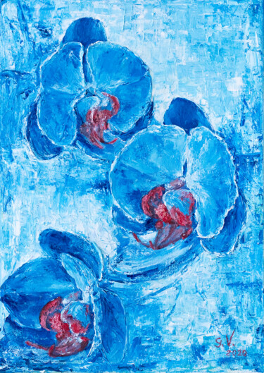Peinture intitulée "Blue and white" par Galina Vasiljeva, Œuvre d'art originale, Huile