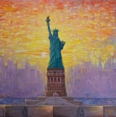 Peinture intitulée "Statue of Liberty.…" par Galina Vasiljeva, Œuvre d'art originale, Huile