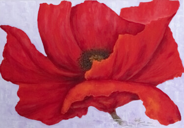 Pintura intitulada "Red Poppy. Inspired…" por Galina Vasiljeva, Obras de arte originais, Óleo