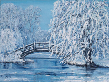 Painting titled "Winter" by Galina Vasiljeva, Original Artwork, Oil