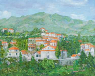 Painting titled "Agros village. Troo…" by Galina Vasiljeva, Original Artwork, Oil