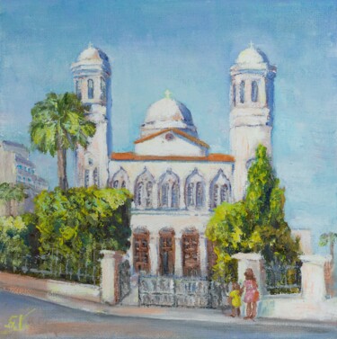 Malerei mit dem Titel "Agia Napa Cathedral…" von Galina Vasiljeva, Original-Kunstwerk, Öl