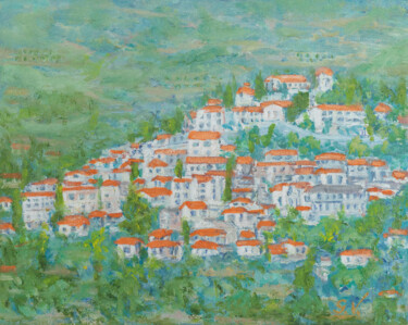 Schilderij getiteld "Agros village. Cypr…" door Galina Vasiljeva, Origineel Kunstwerk, Olie