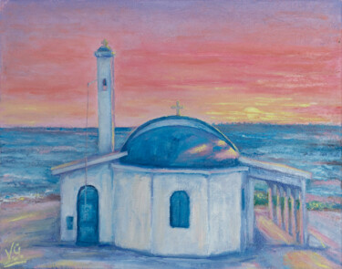 Malerei mit dem Titel "Ayia Thekla Chapel…" von Galina Vasiljeva, Original-Kunstwerk, Öl