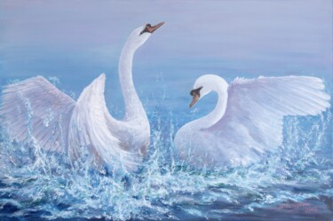 Painting titled "Waltz on the water" by Galina Vasiljeva, Original Artwork, Oil