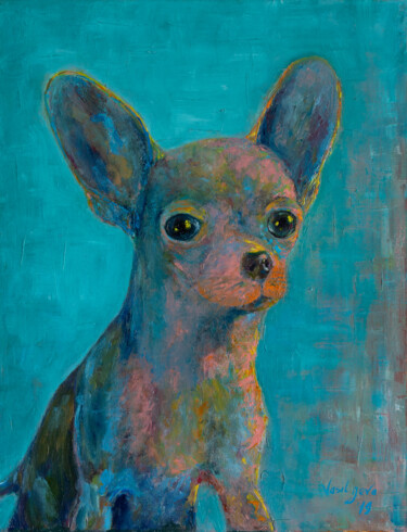 Painting titled "Chihuahua" by Galina Vasiljeva, Original Artwork, Oil