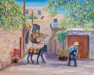 Картина под названием "Lofou village. Cypr…" - Galina Vasiljeva, Подлинное произведение искусства, Масло