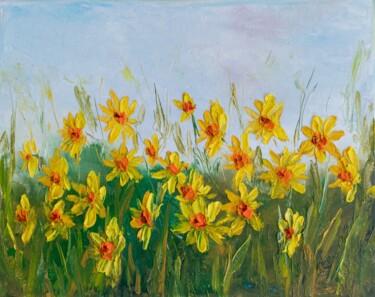 Painting titled "Daffodils" by Galina Vasiljeva, Original Artwork, Oil
