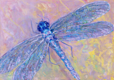 Painting titled "Let's fly. Dragonfly" by Galina Vasiljeva, Original Artwork, Acrylic