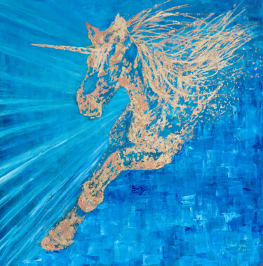 Картина под названием "Unicorn. Bringer of…" - Galina Vasiljeva, Подлинное произведение искусства, Масло