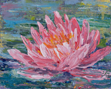 Painting titled "Wate Lily" by Galina Vasiljeva, Original Artwork, Oil
