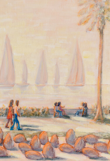 Pintura intitulada "Limassol Promenade.…" por Galina Vasiljeva, Obras de arte originais, Acrílico