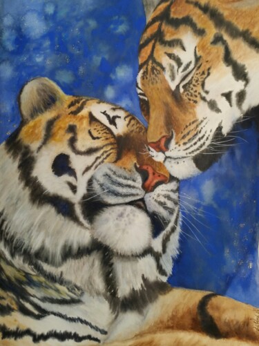 Painting titled "Tenderness of preda…" by Galina N, Original Artwork, Watercolor